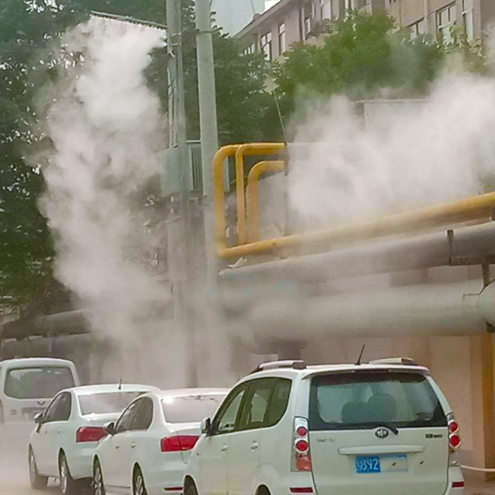 山東菏澤路燈桿噴霧降塵系統，智慧路燈桿安裝噴霧降塵設備